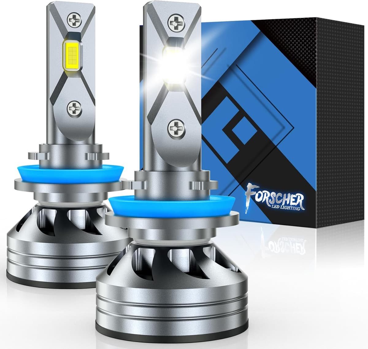 Fahren Forscher 2026 New Upgrade H11 H9 50000 LM Super Bright 6500k cool white. Size H9 H8 IP68 cooling fan Plug N Play pack of 2