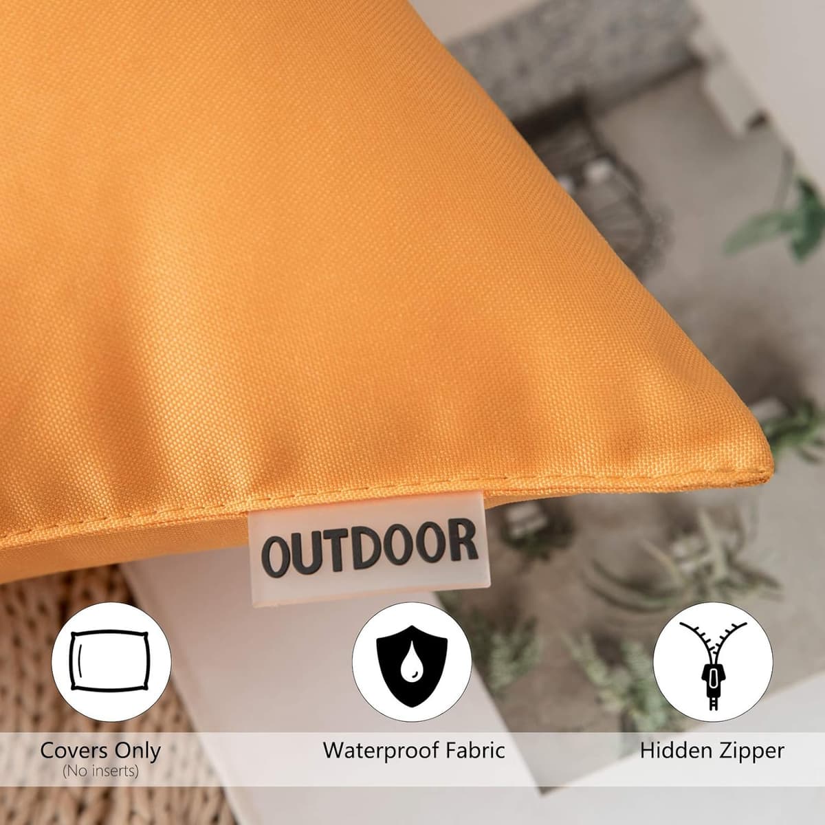 Miulee Pack of 2 Decorative Outdoor Solid Waterproof Throw Pillow Covers Faux Linen Garden Farmhouse Cushion Cases for Summer Patio Tent Balcony Couch Sofa 20x20