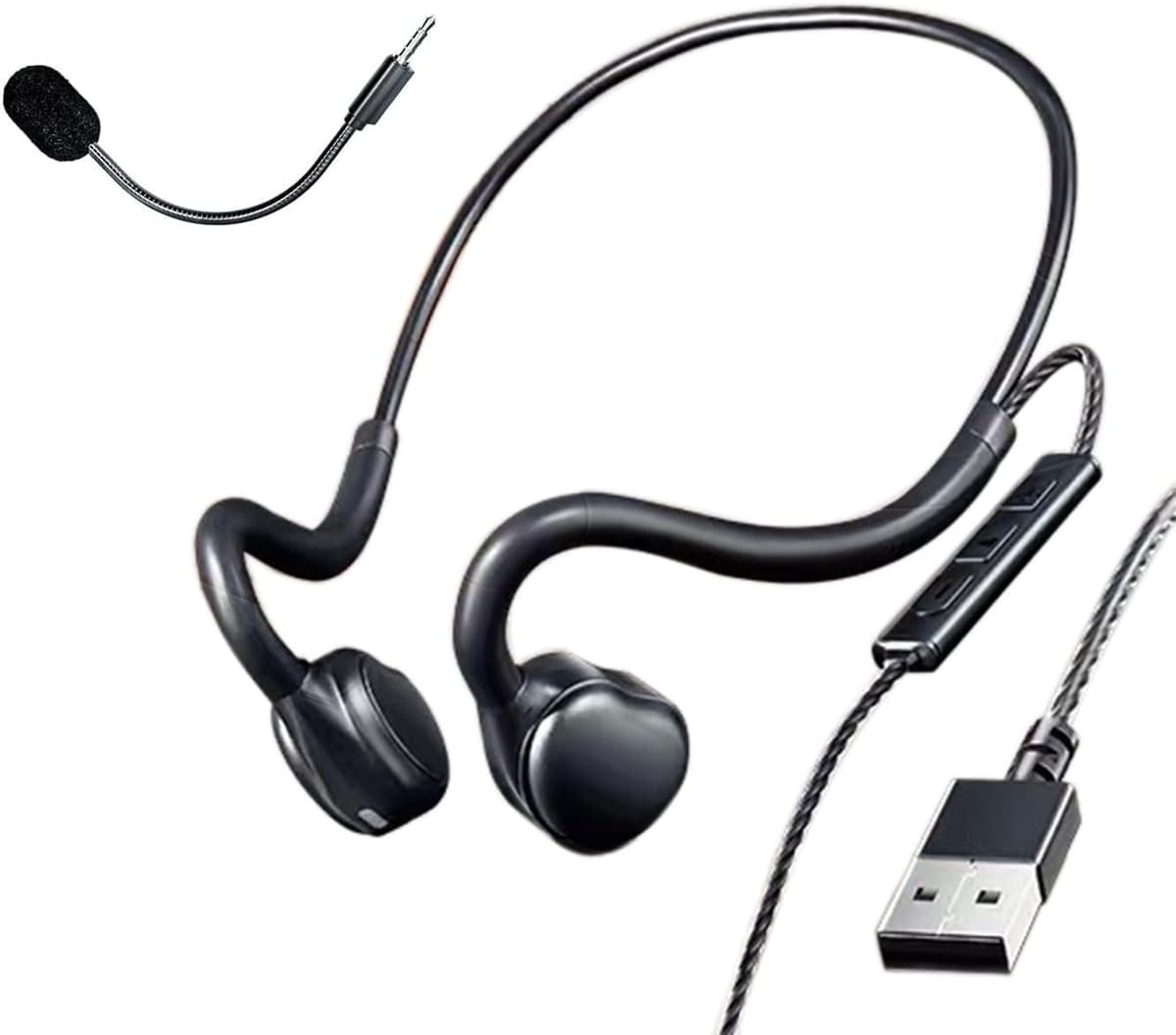 Photo of H08A Open Ear Wired Headphones for School Stereo Gaming Headset Air Conduction Lightweight Design Prefect for Homework,Study,Work,Game(Enhanced Plug-in Mic)