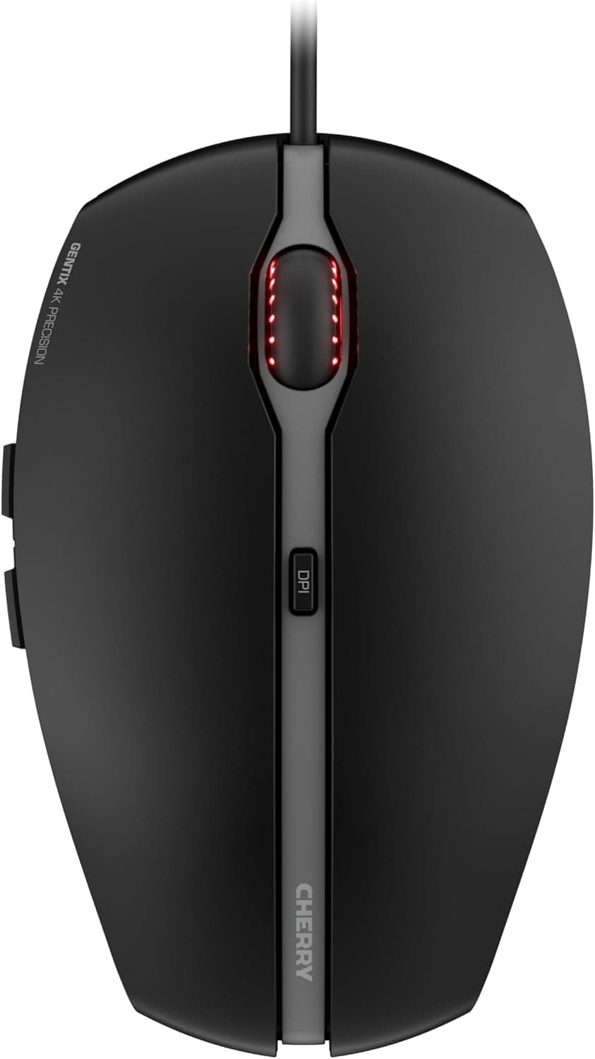 GENTIX 4K mice USB Optical 3600 DPI Ambidextrous, Black