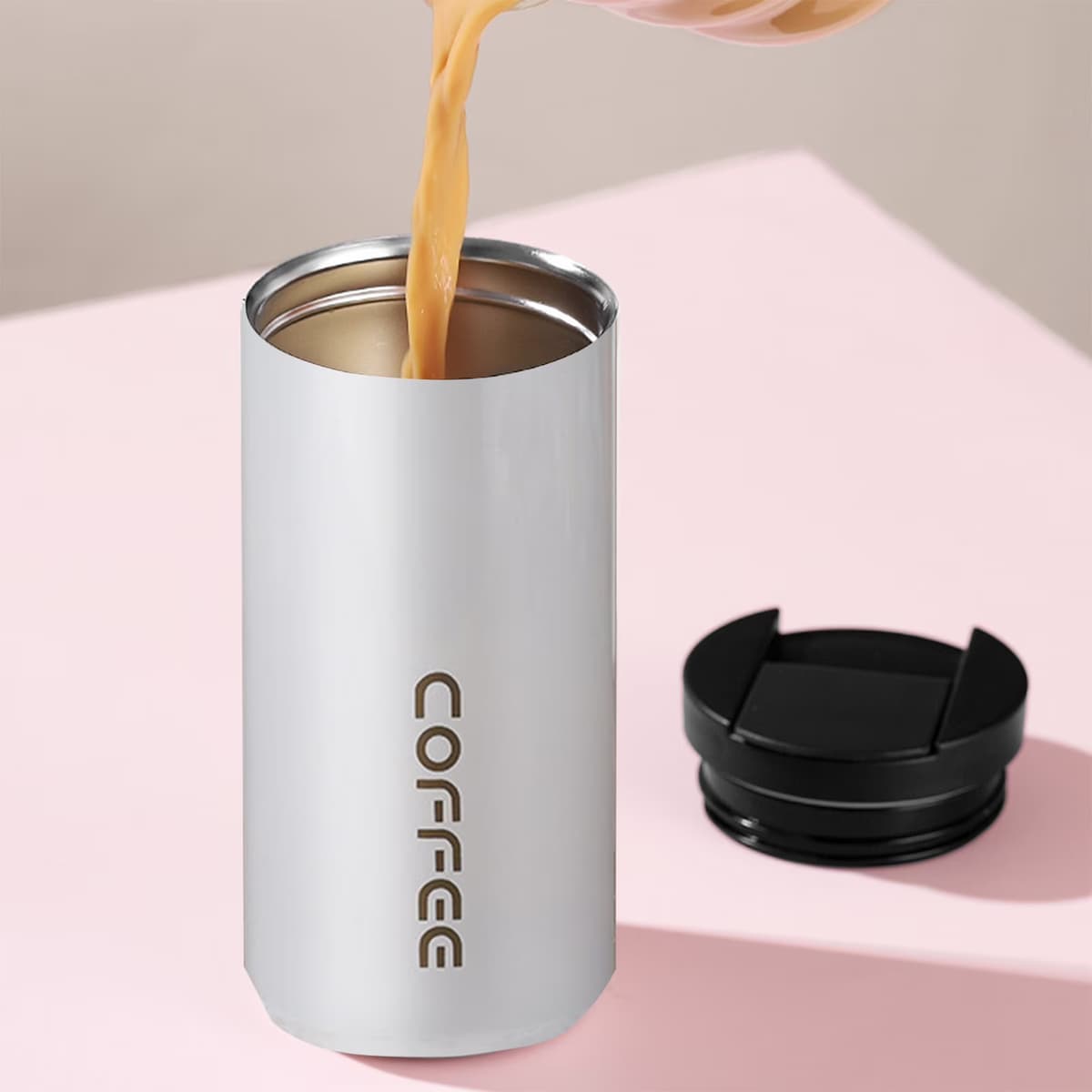 Photo of Puraville Insulated Tumblers with Lid, 14 oz Travel Coffee Mug Stainless Steel Vacuum Cup, Leak Proof Reusable Double Walled Coffee Tumbler for Iced and Hot Drinks, Black