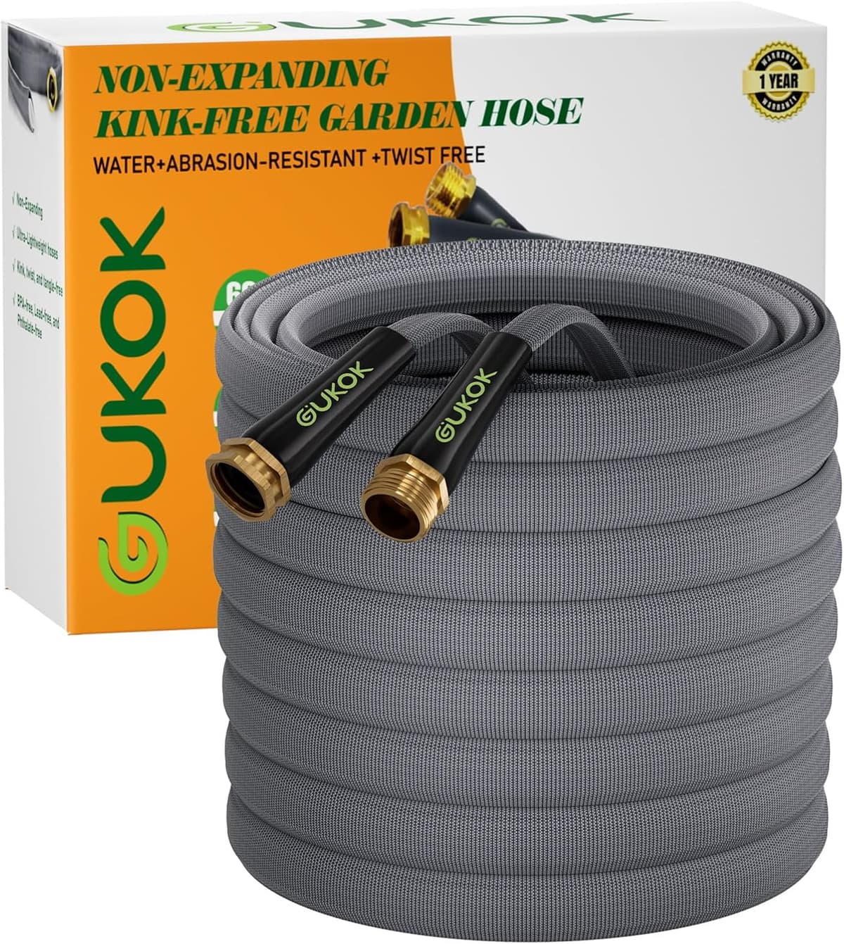 Garden Hose 50 FT, Non-Expanding Water Hose, Ultra-Light & Flexible, Burst-Resistant, Kink-Free, High-Pressure Garden Hose All-Weather Use for Lawns, Gardens, and Outdoor Cleaning