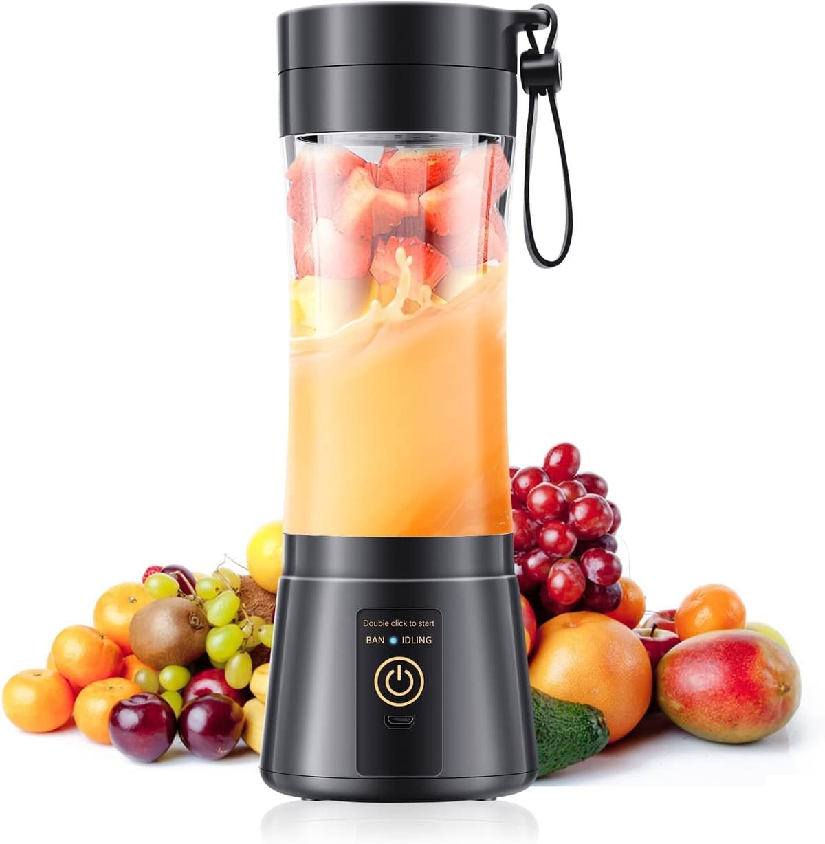 Portable Blender, Cordless Personal Smoothie Blender with USB Rechargeable & 6 Blades, Compact Mini Juicer Powerful Blending for Shakes/Fruits/Veggies/Travel/Home/Office/Gym/Camping