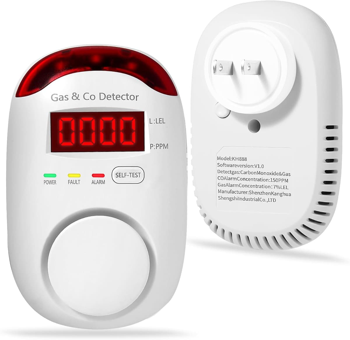 Combination Gas & Carbon Monoxide Detectors - Koabbit Plug in Carbon Monoxide Detector,Propane, Natural,Methane, Explosive Gas Detector Alarm & CO Detector Alarm for Home,Easy to Read