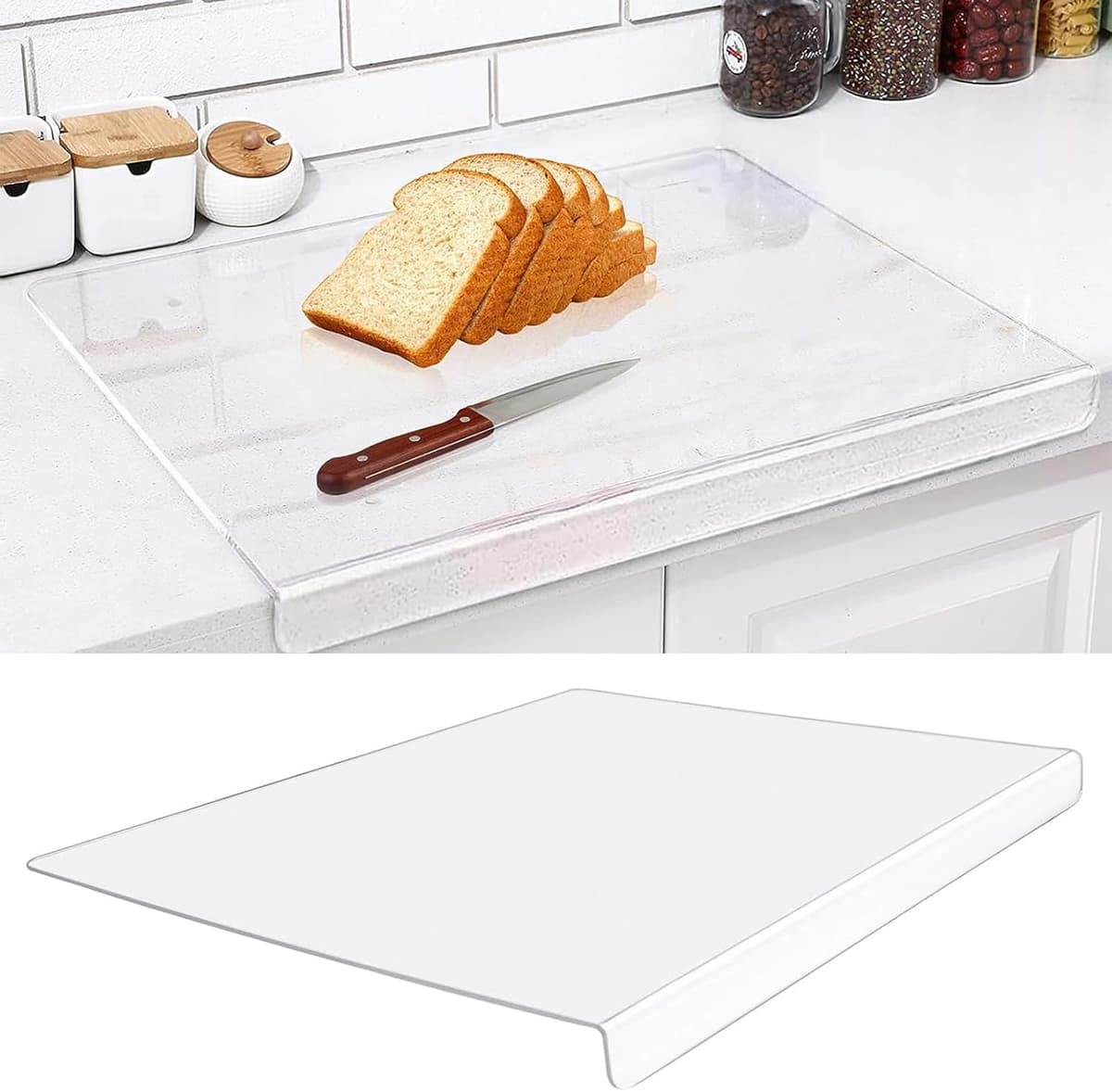 Acrylic Cutting Boards for Kitchen Counter๏ผClear Cutting Board for Countertop with Lip, Upgraded Thicker Non-Slip Transparent Acrylic Cutting Board for Countertop, for Home or Restaurant (16x12in)
