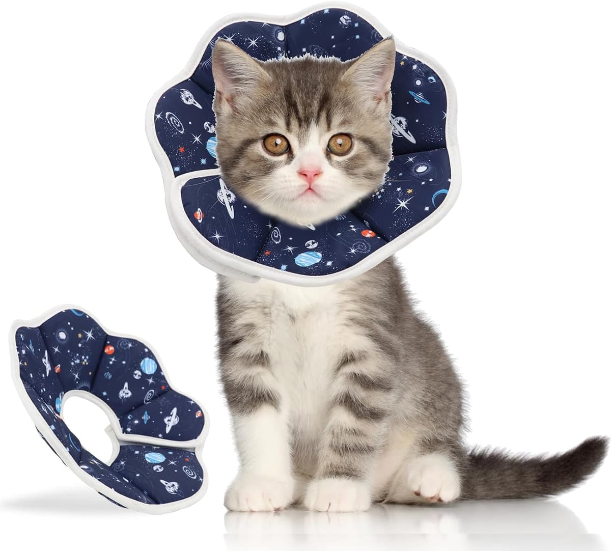 Soft Cat Cone, Adjustable Recovery Collar After Surgery to Prevent Licking Wound, Protective Cat Neck Cone, Comfortable Pet Elizabethan Collar for Cats Kittens and Puppies (XS)