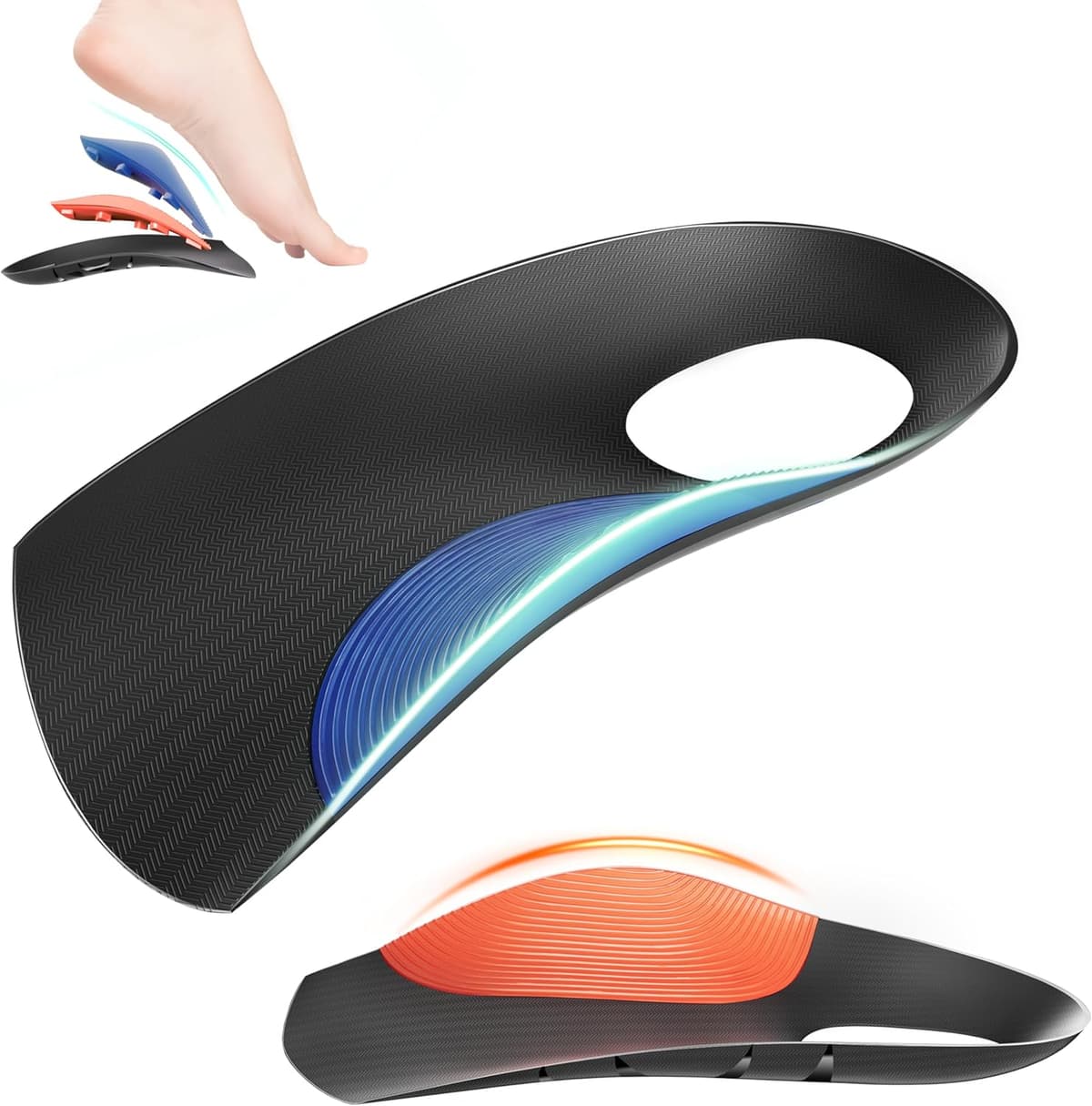 3/4 Removable High Arch Support Shoe Inserts, Orthopedic Insoles for Plantar Fasciitis Relief, Standing All Day Pain Relief, Knee Pain, Over-Pronation, Shoe Insoles for Men & Women - XL(Men's10-12.5)